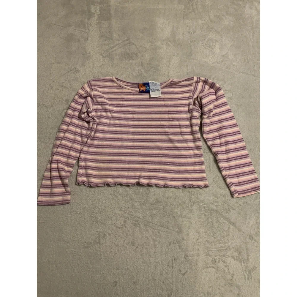 Vintage Nick Jr. Girls Size 6X Striped Purple Pink Long Sleeve Shirt Y2K